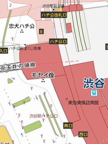 忠犬ハチ公の、ちょうど反対側にありますから