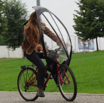 自転車用の傘だそうです。駅の駐輪場には入りませんね。