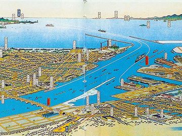 吉田初三郎による新潟市鳥瞰図(昭和12年)