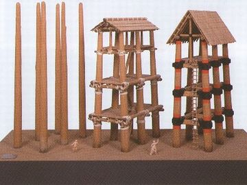 もちろん、屋根があったという説もあります。一番左は、柱だけだったという説。