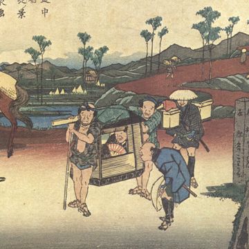 『岐阻道中 熊谷宿 八丁堤ノ景』画:渓斎英泉