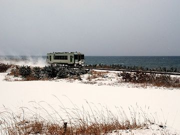 大湊線は、ずーっと海にそって走るんでしょ
