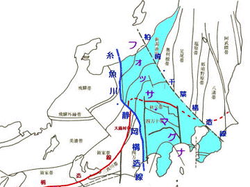 糸魚川静岡構造線と柏崎千葉構造線の間の帯状の地域