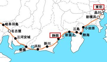 東京・静岡間は、180.2㎞です