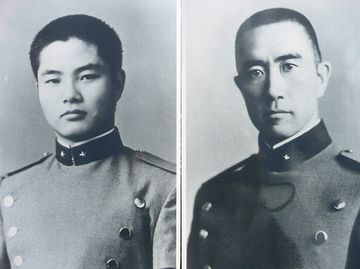 三島由紀夫(右)と森田必勝(左)