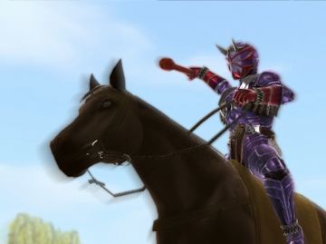 馬上で、兜の払子の角度をひょいと変えてる将軍