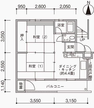 『常盤平団地』標準的な間取り