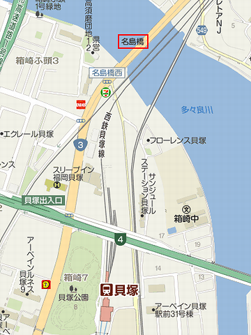名島橋付近の地図