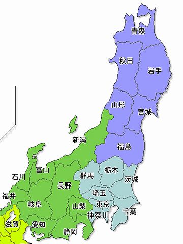 北から、青森、岩手、宮城、福島、茨城、千葉か