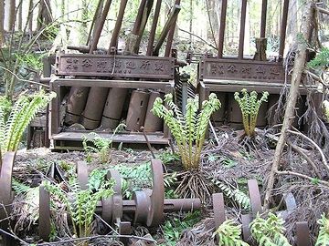 金ヶ沢金山跡(宮城県本吉郡南三陸町)に堆積するズリ石