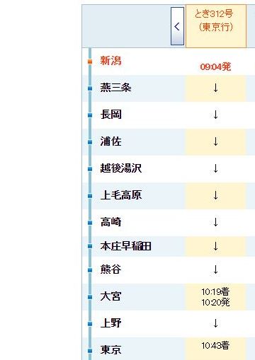 『とき312号』時刻表