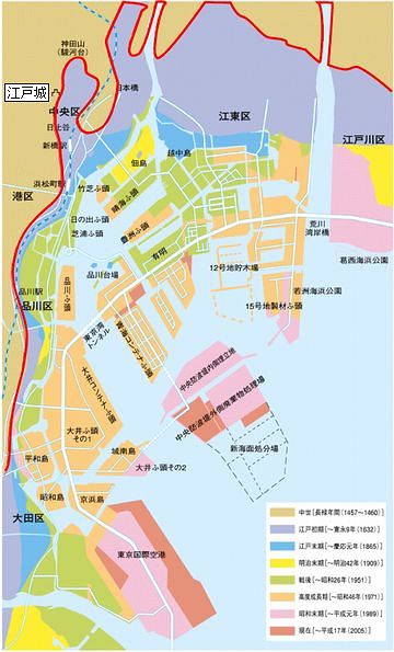 昔は、江戸城のすぐ前まで海