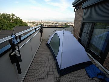 北アルプスへ行く前の、試し張りだとか