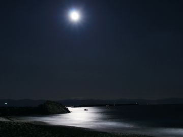 桂浜にかかる月