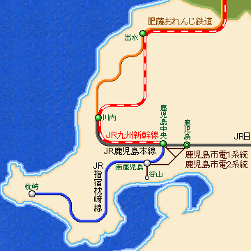 『鹿児島中央』から、指宿枕崎線に乗り換えます