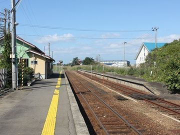 旧下り線は使われなくなってますが、ホームと線路は今も残ってます