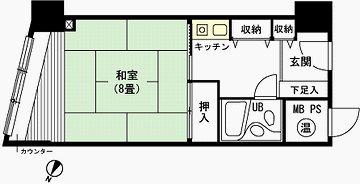 専有面積、33.28m2。販売価格は40万円です。
