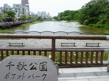 千秋公園入口の池?
