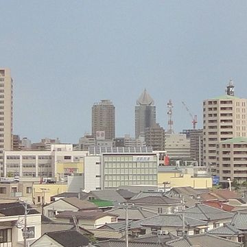 遠くに見えた高層ビルのあたり