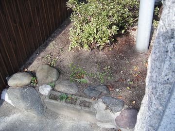 植え付け前の玄関脇