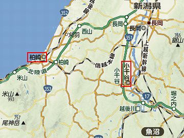 柏崎から小千谷は、20キロほど