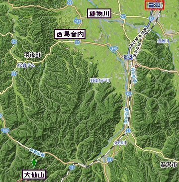 雄物川の源流は、出羽山地の大仙山