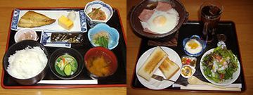 朝食は、和定食と洋定食があります