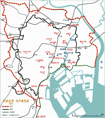 『江戸朱引図』現代地図