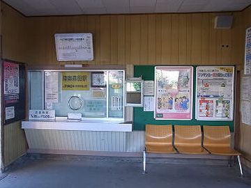 『陸奥森田駅』。簡易委託駅です。券売機はありませんが、駅の窓口で買えるようです。