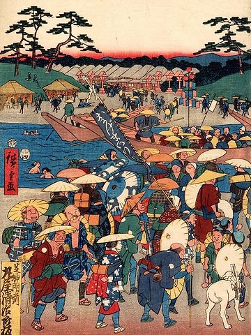歌川広重『伊勢参宮 宮川の渡し(部分)