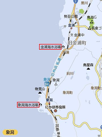 仁賀保町金浦付近では、海が最大300メートルも後退