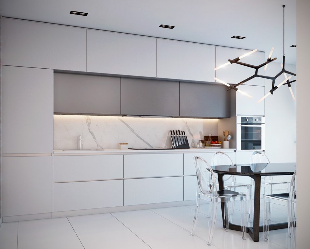 nội thất nhà bếp đẹp với đá marble.