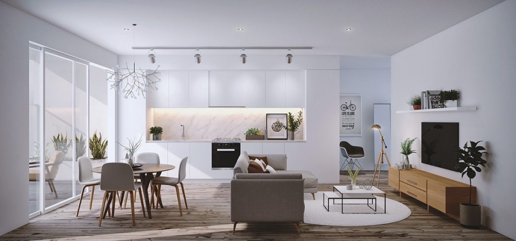 nội thất nhà bếp đẹp với đá marble.
