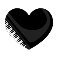 ピアノイラストのハートマーク