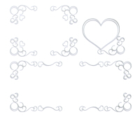シルバーハートと蔓模様のフレームセット素材