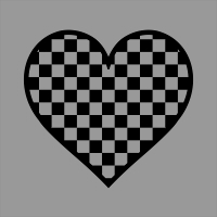 全透過白黒パターンのハート小