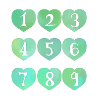 リンク手描きの数字が白抜きされた緑色のハートイラスト素材