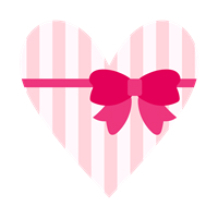 リボン付きストライプハート