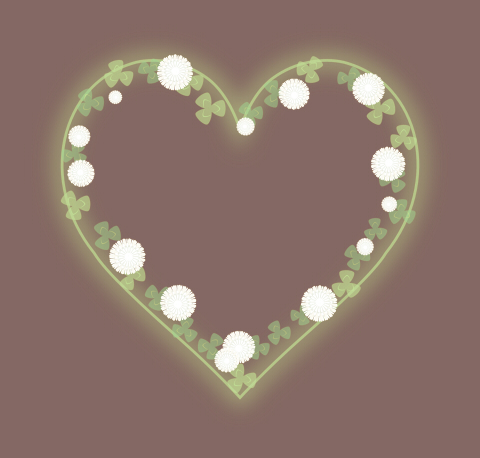 シロツメクサハートフレームの透過サンプル画像