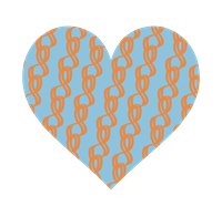 水色とオレンジのパターンハート