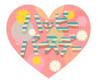 ハッピーバースデーカタカナ文字ハート素材ピンク