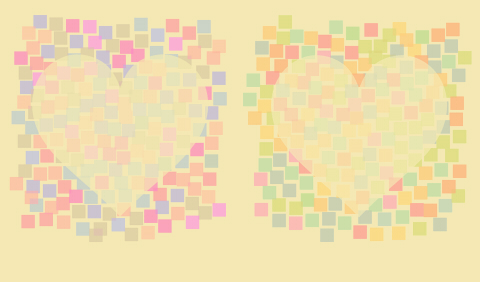 サンプルカラフルな背景と薄いハート