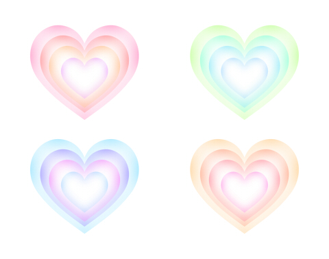 薄い色のハートが重なっている素材