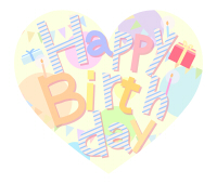 ハッピーバースデーハートのイラスト素材黄色