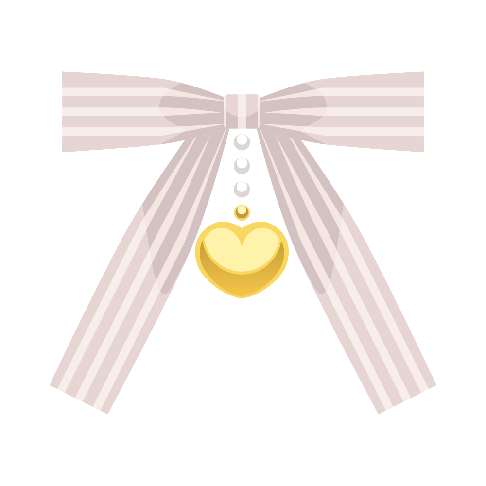 縞リボンとハートチャーム ハートの素材屋