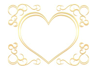 金色ハートフレーム素材白背景