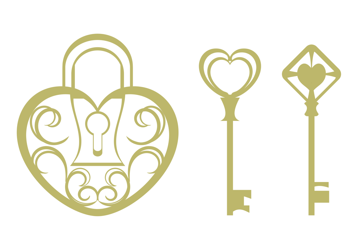 ハート型の鍵と錠のイラスト素材 ハートの素材屋