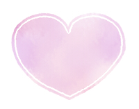 丸みのあるハートマーク水彩風薄紫