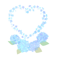 あじさいイラストのハートフレーム