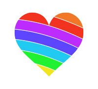左下虹色のハートマーク